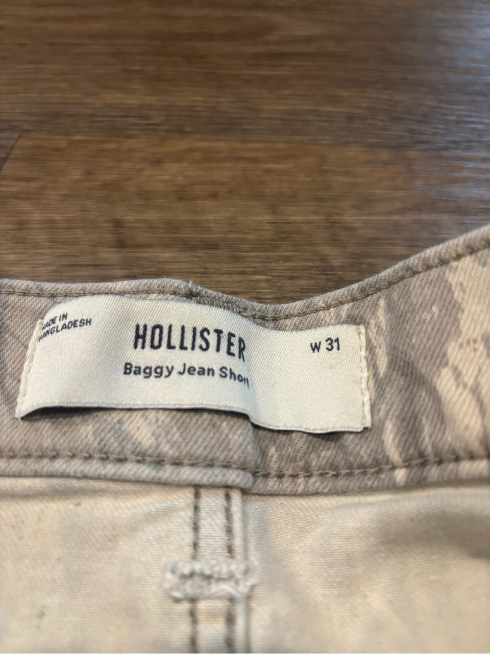 Hollister Baggy Jean Shorts Light Gray Camo Denim Y2K Men’s 31 - Picture 2 of 4